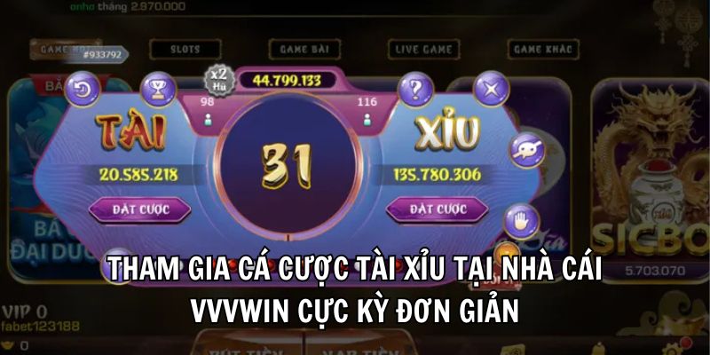 Tham gia cá cược Tài Xỉu tại nhà cái Vvvwin cực kỳ đơn giản
